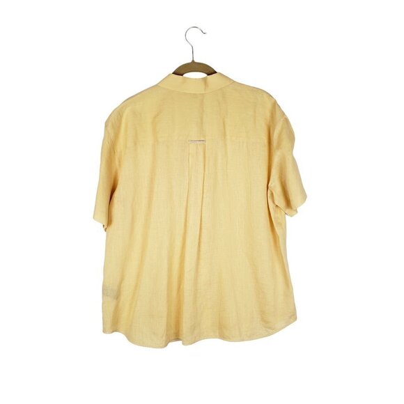 Lafayette 148 Sublime Justice Top Yellow Linen Button Up Boxy Shirt Size Large - Picture 2 of 8